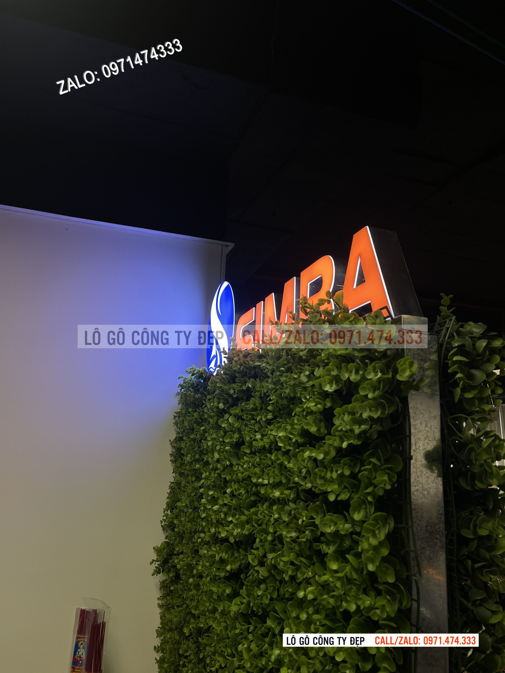 Lô gô led mặt mica, Logo viền inox mica phát sáng